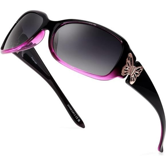 Polarized Sunglasses for Women,  Butterfly Decoration -100% UV Protection